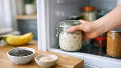 Overnight oats with chia and sesame for a creamy, filling breakfast