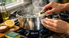 How to clean blackened aluminum pots without scratching the finish