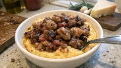 Creamy Instant Polenta With Sausage and Pancetta—A Cozy Weeknight Bowl