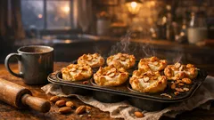 Easy almond puff pastry cups with creamy quark filling