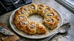 Savory Tuna Pinwheel Wreath with Ricotta Dough (Easy Party Appetizer)