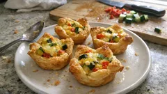 Air Fryer Puff Pastry Veggie Baskets—Crispy Cups with a Cheesy Egg Filling